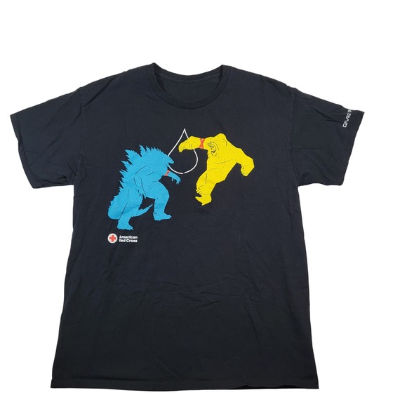 Godzilla‎ x Kong Movie Promo T-Shirt Men's Sz M Black Graphic Give Blood - Picture 1 of 8